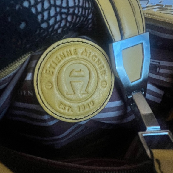 Etienne Aigner like new Mustard Colored Leather Shoulder Bag with Silver Accents - Picture 3 of 9